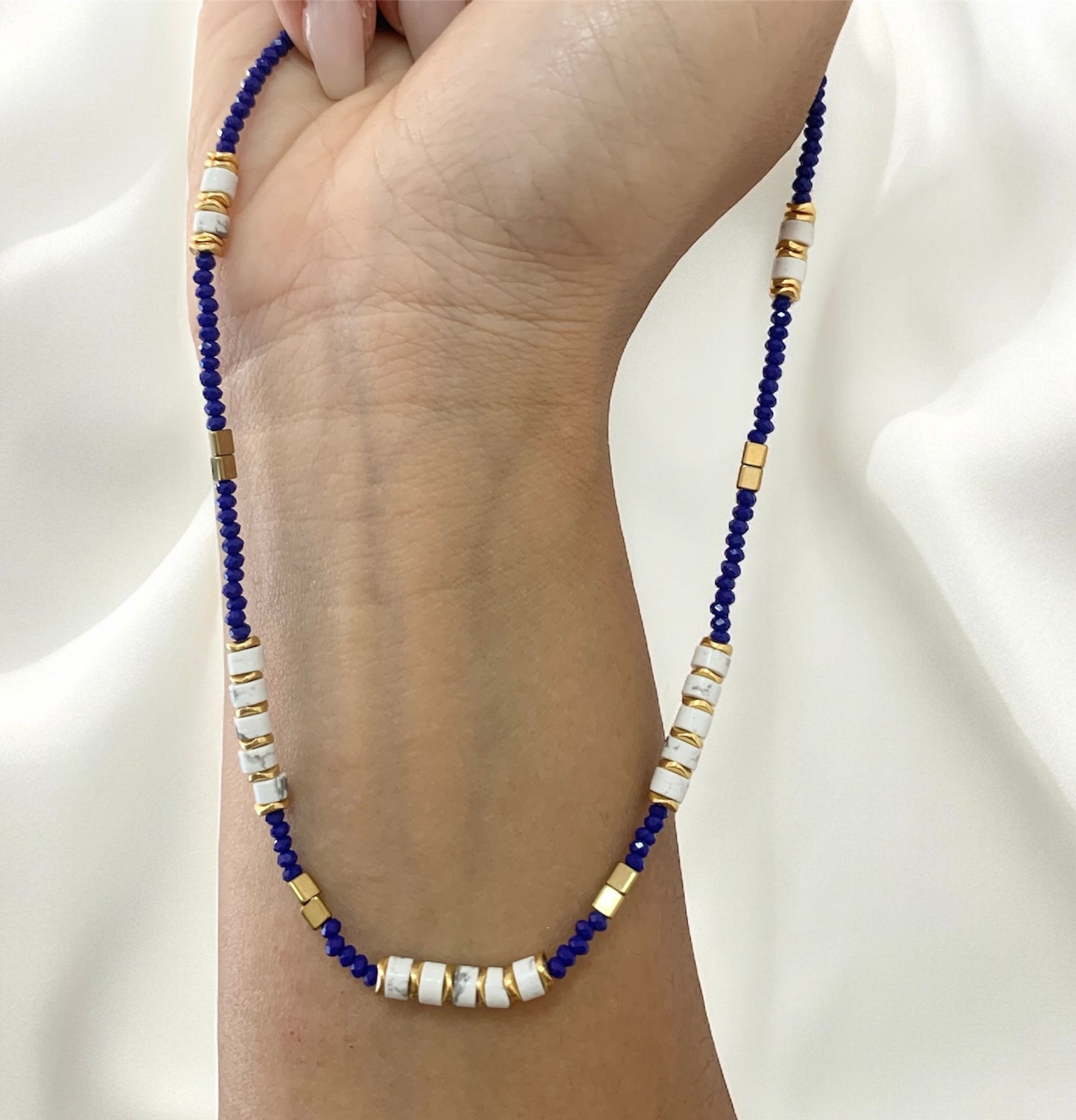 Collana acciaio inossidabile con perline colorate