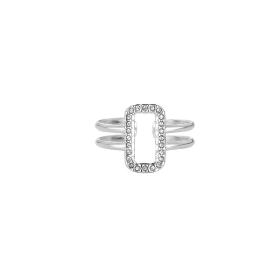 Anello in acciaio inossidabile con cornice zirconi SCIARAH