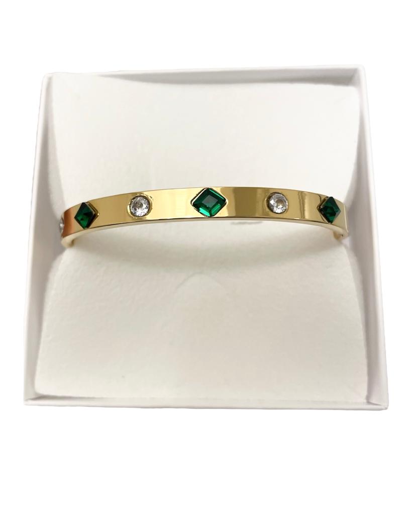 Bracciale gold rigido in acciaio inossidabile e pietre multicolor SCIARAH