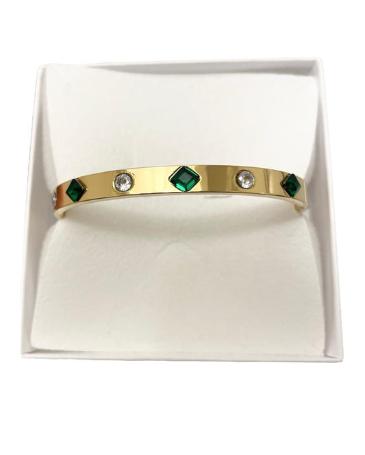 Bracciale gold rigido in acciaio inossidabile e pietre multicolor SCIARAH