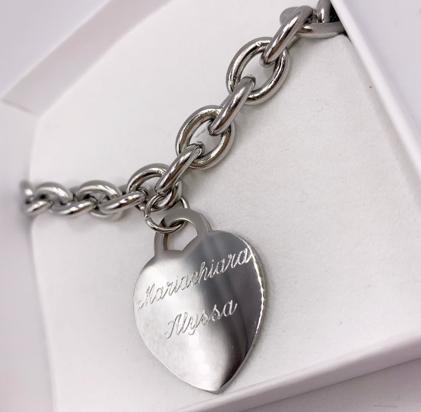 Bracciale catena Cuore con incisione
