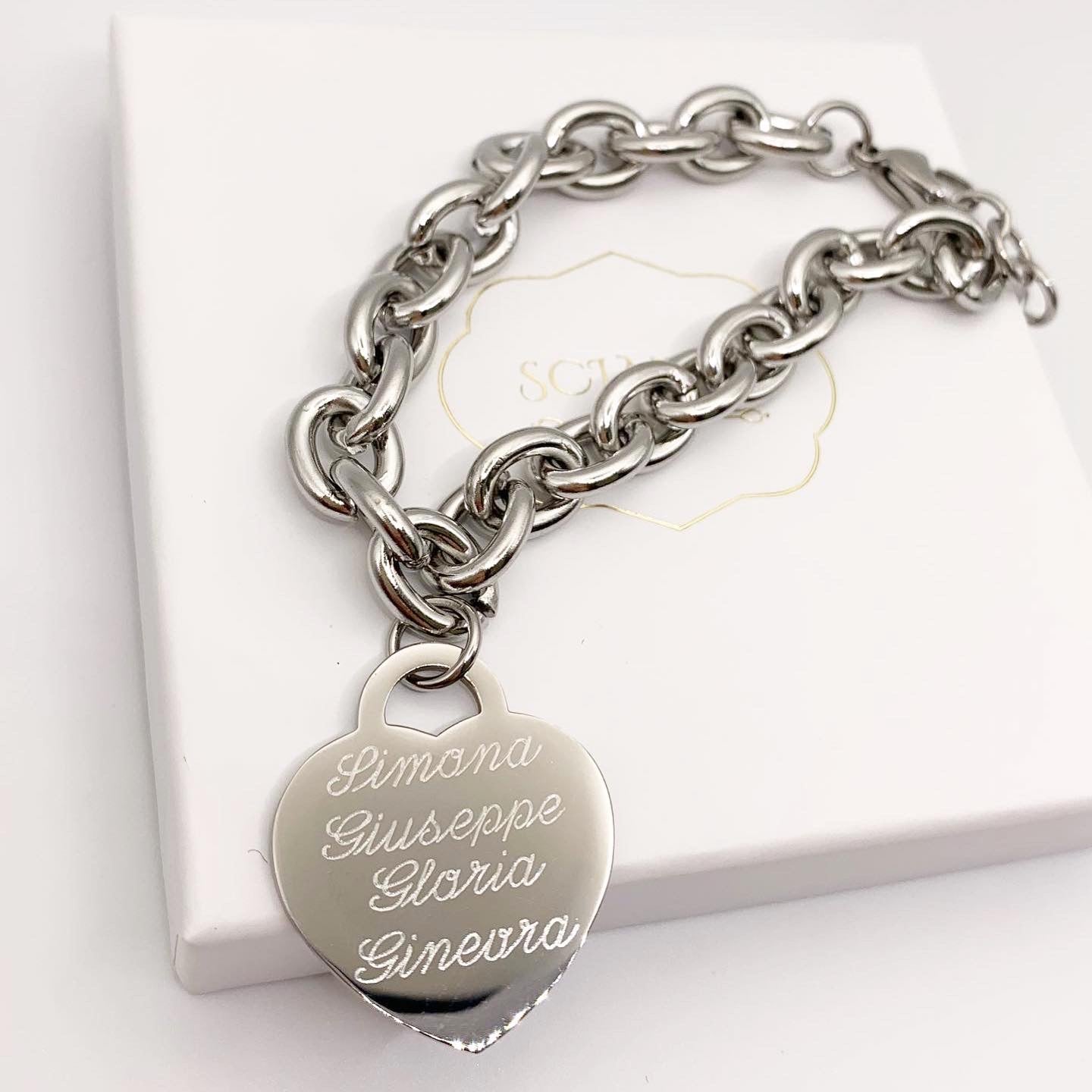 Bracciale catena Cuore con incisione