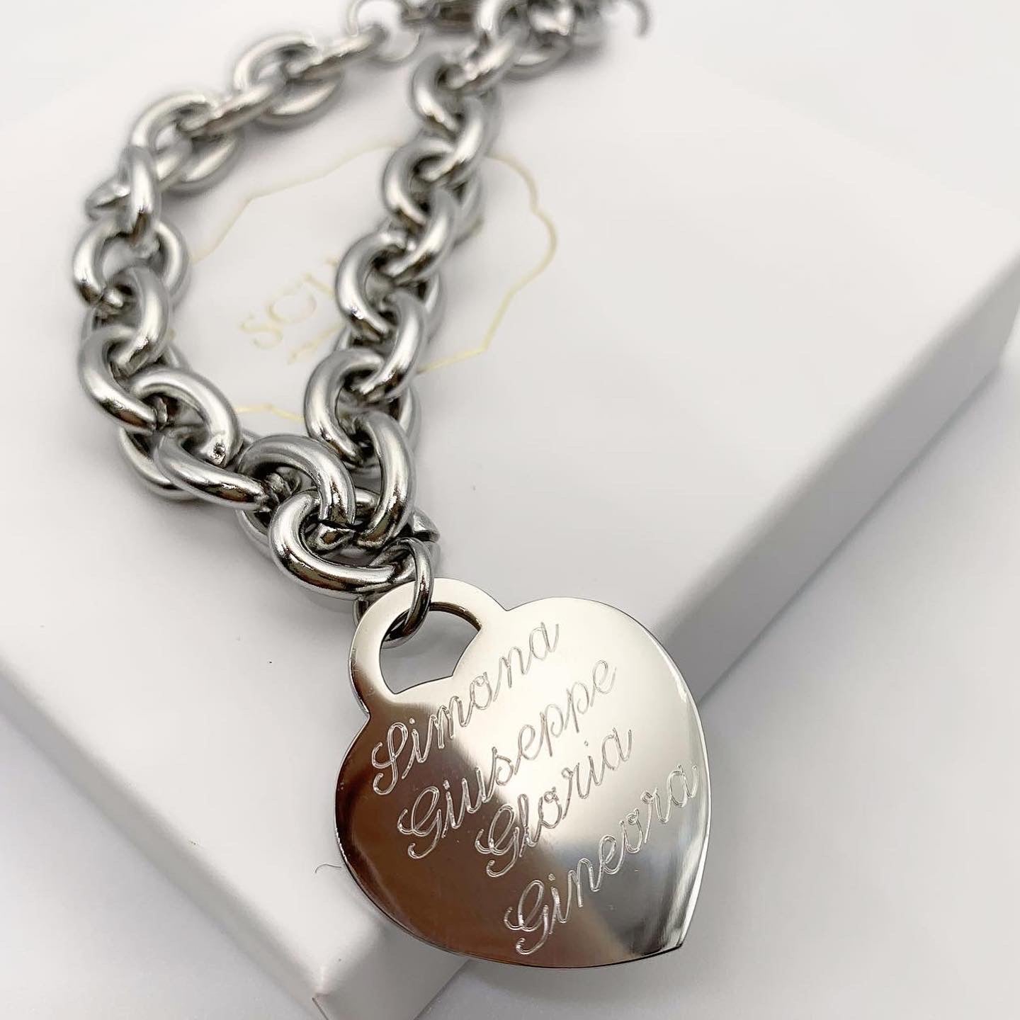Bracciale catena Cuore con incisione