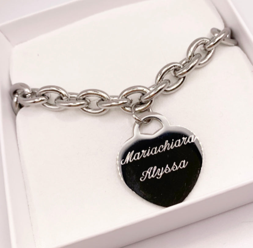 Bracciale catena Cuore con incisione