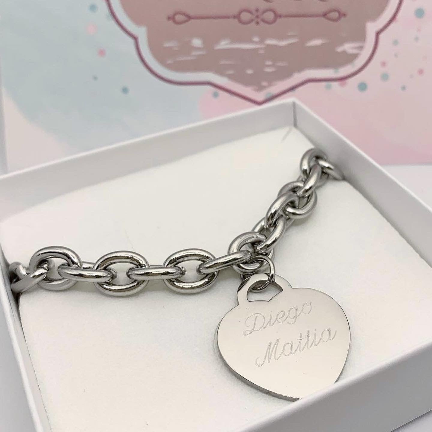 Bracciale catena Cuore con incisione
